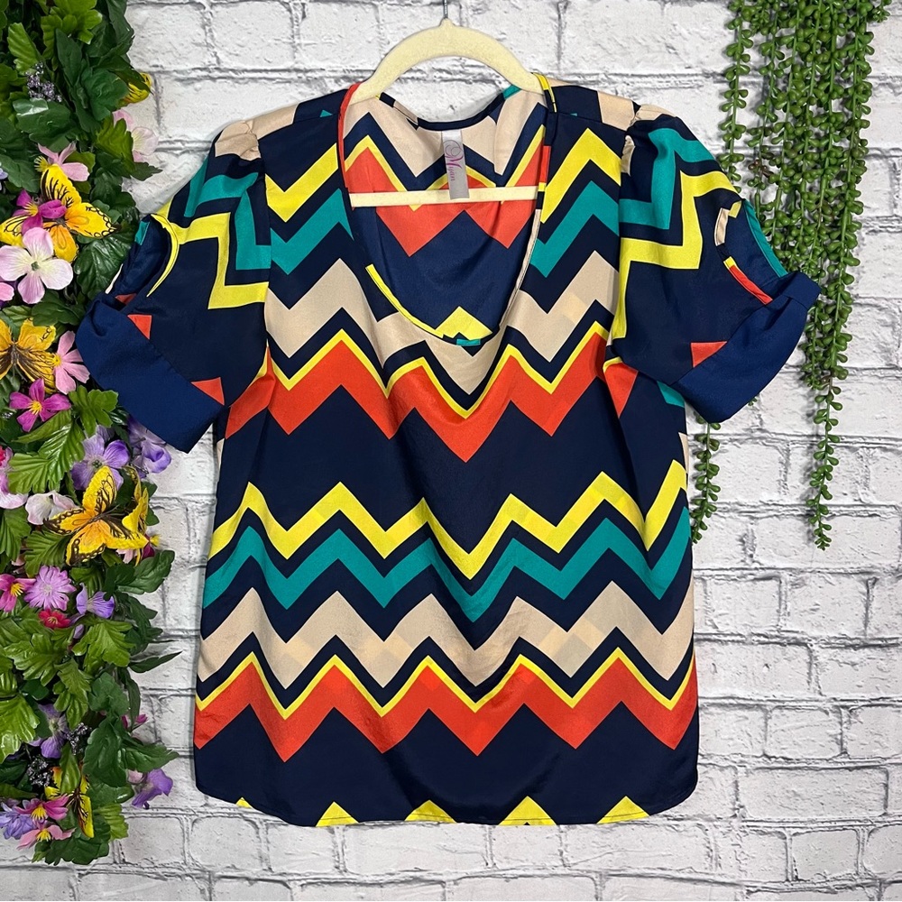 >🌼3/$30🌼Myan Short Sleeved Printed Scoop Neck Top Size Large